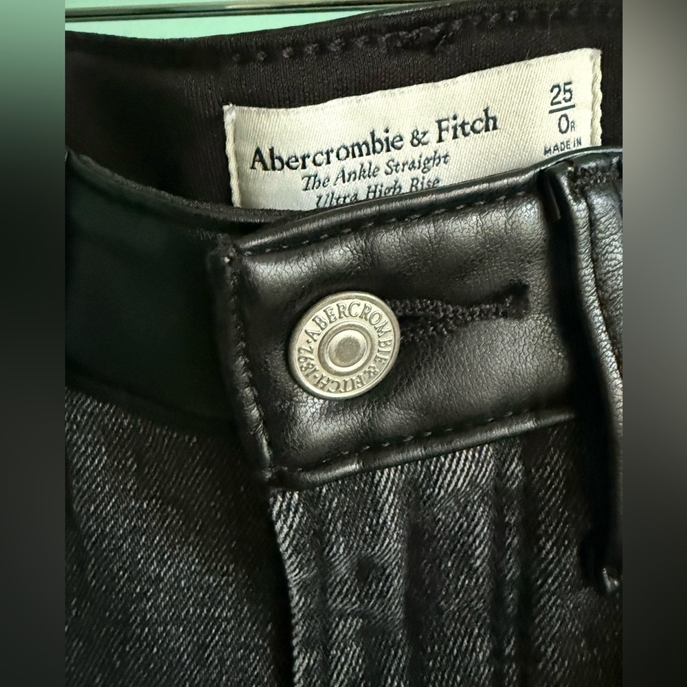 Abercrombie & Fitch Two Toned Leather and Black Jeans - Picture 8 of 13